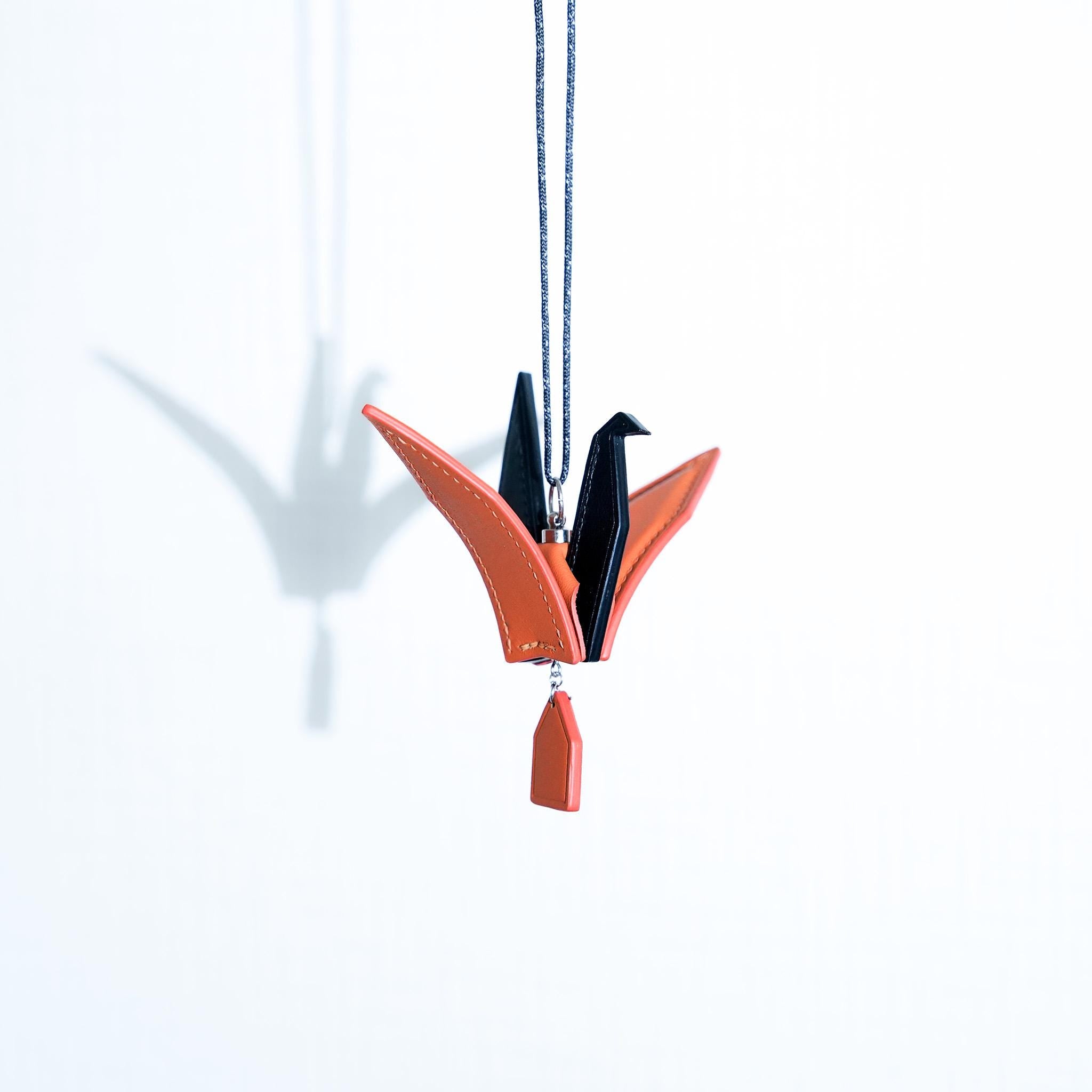 Leather Crane Charm | Italian Napa Bag Accessory | Symbolic Keepsake