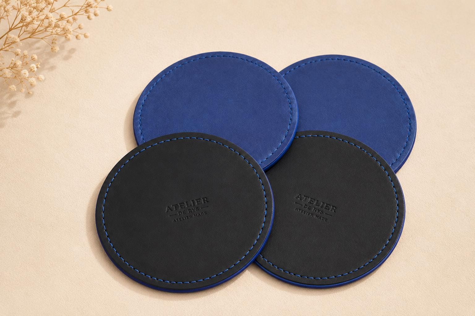 Personalized Leather Coasters | Set of 4 | Housewarming Gift | 3rd Anniversary Present