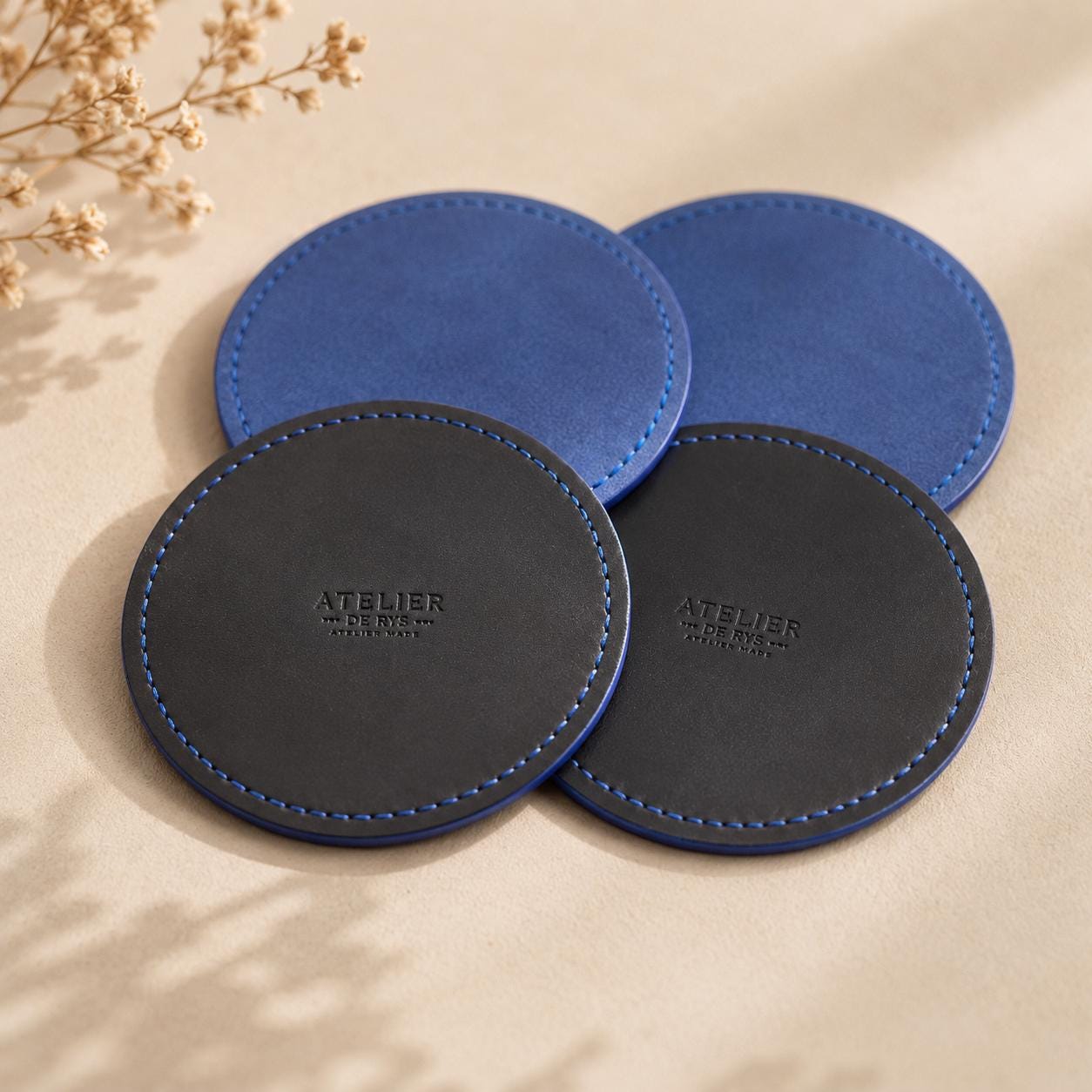 Personalized Leather Coasters | Set of 4 | Housewarming Gift | 3rd Anniversary Present