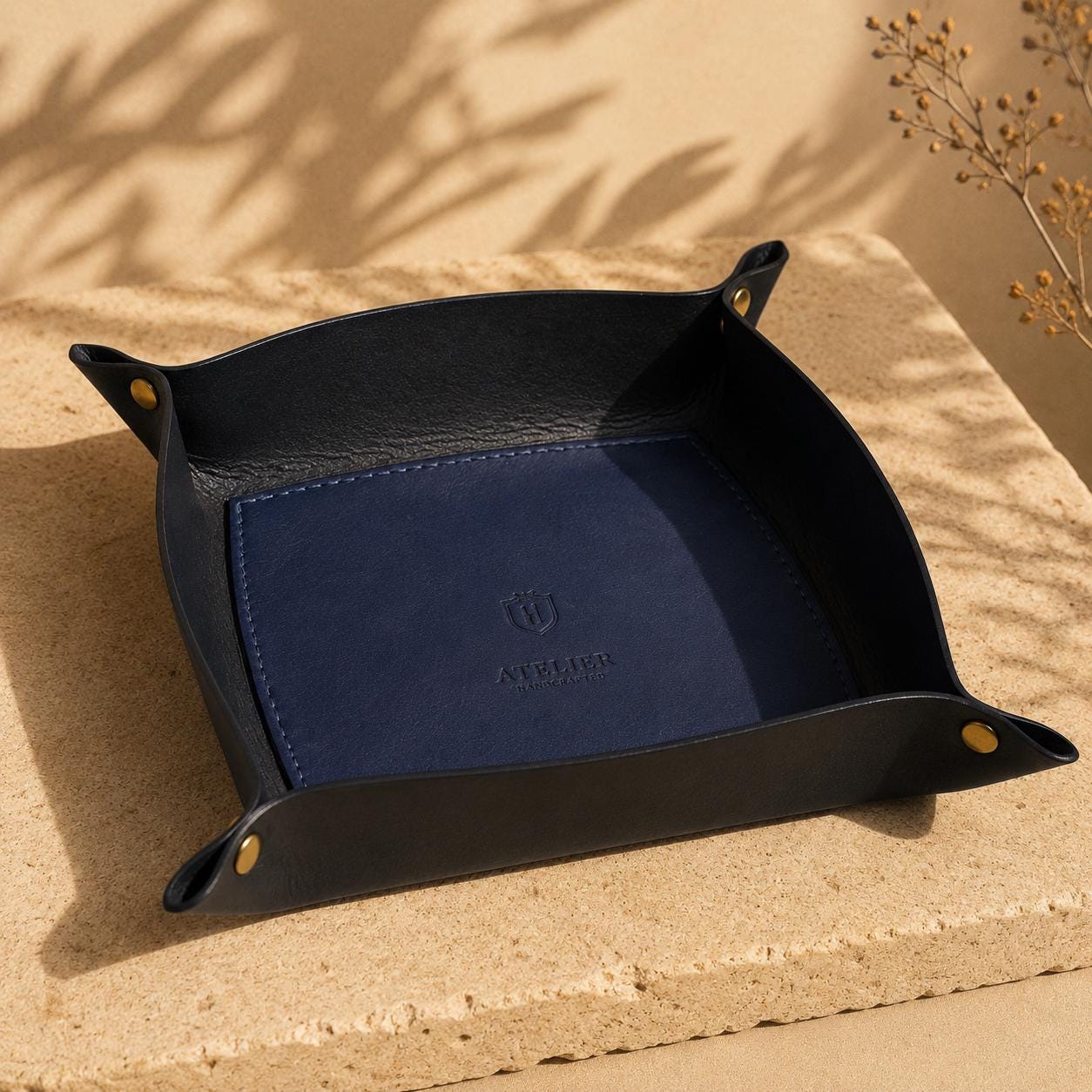 Personalised Leather Valet Tray | Men's Catchall Desk Organiser | Gift for Him | Anniversary Present